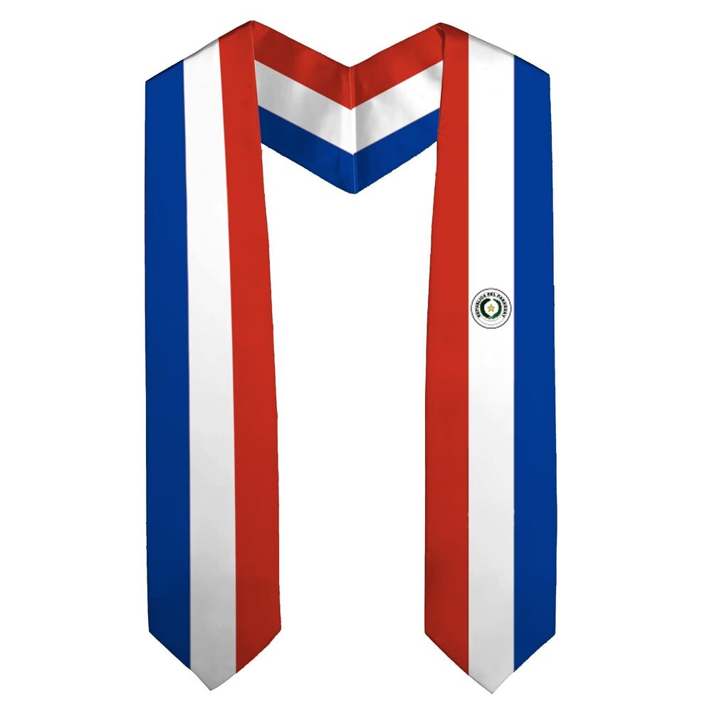 6495 Paraguay Flag Graduation Stole Embroidery Sash for Study Aboard